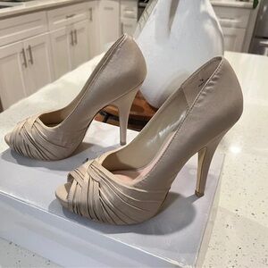H&M Satin Nude Peep-Toe Stiletto Heels